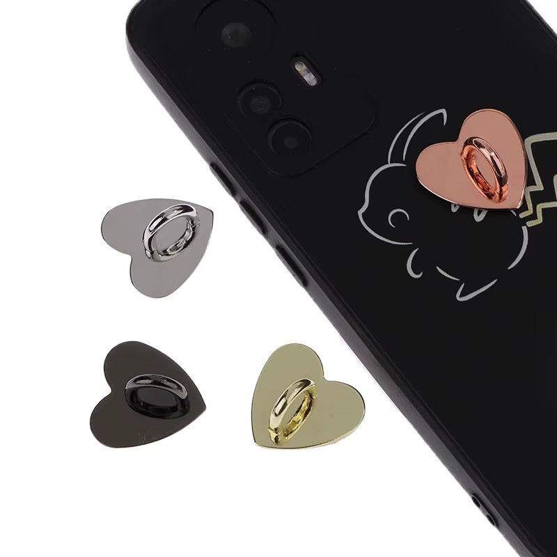 5 Stück SD&HI Handy-Charm-Halter aus Metall in Silber mit herzförmigem Design als selbstklebender Fingerring für die Rückseite deines Mobiltelefons - Bild 2