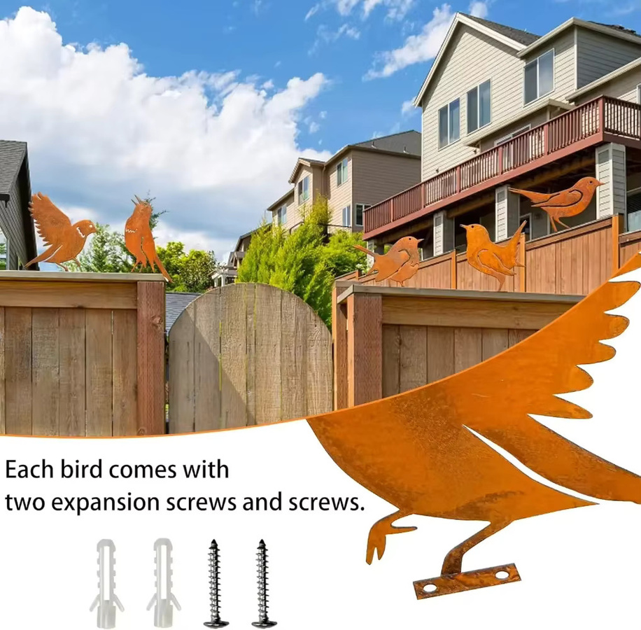 CIFBUY Rostige Vogelsilhouette aus Metall als rustikale Gartenkunst in Braun für deinen Hof und deine Terrasse - Bild 5