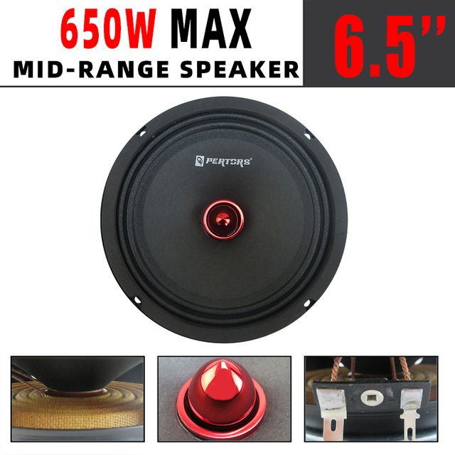 Q-PERTORS 6,5-Zoll Mid Range Woofer Fahrzeuglautsprecher in Schwarz mit 650 W und 4 Ohm für Car-Audio-Modifikationen - Bild 1