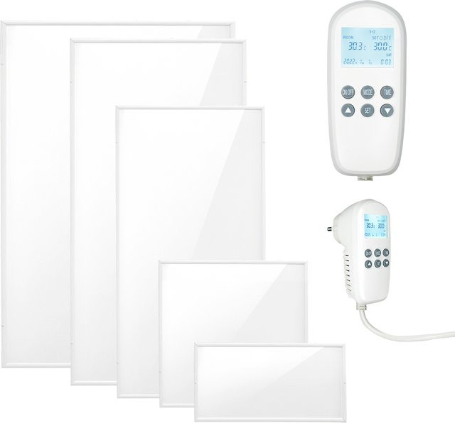 Bytelike Graphen Infrarot-Heizpaneel Wandheizung in Weiß mit Thermostat und Timer, IP54, 350-1050W - Bild 1