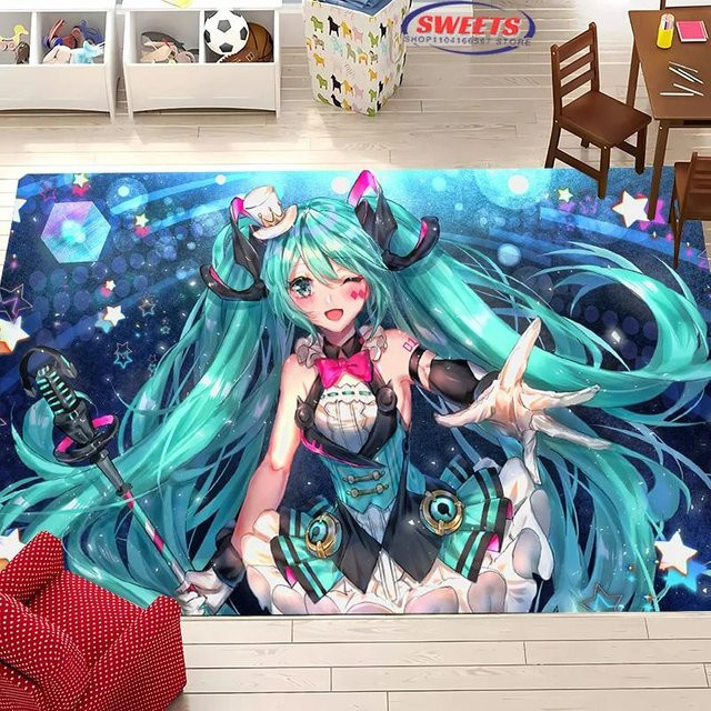 Karpetti Teppich H-Hatsune MM1ku mit Cartoon-Design, rutschfest, mehrfarbig, B/T: 60 x 40 cm - Bild 1