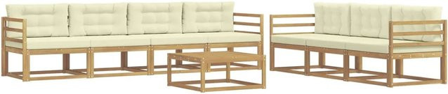 vidaXL Outdoor-Sofagarnitur aus Akazienholz mit Kissen in Weiß und Beige - Bild 1