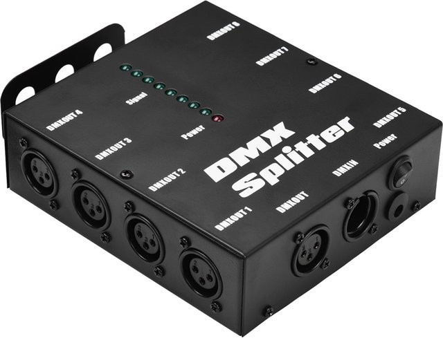 Andoer DMX512 Optischer Signalverstärker und Splitter mit 1 Eingang und 8 unabhängigen Ausgängen, EU-Stecker, Schwarz - Bild 1
