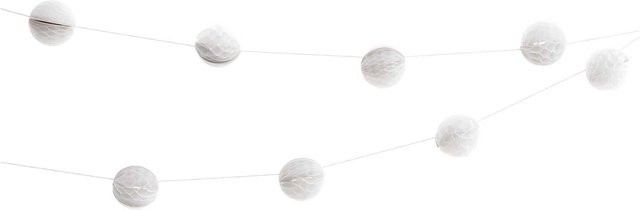 Rico Design Wabenballgirlande aus Seidenpapier in Weiß für deine Party, 2m - Bild 1