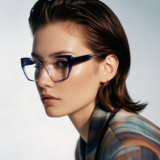 TWOOO Korrektionsbrille Cat-Eye, Damen, Vollrand, TR90, Anti-Blaulicht - Bild 1