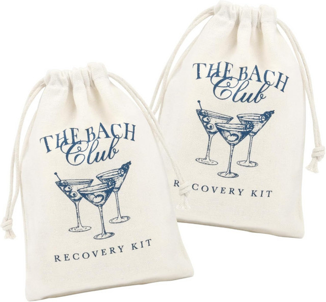10 Stück The Bach Club Kater-Kit-Beutel in Marineblau mit Kordelzug für Junggesellinnenabschied und Partys, Breite: 12,7 cm, Höhe: 17,8 cm - Bild 1