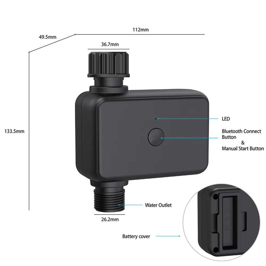 Tuya Smart Bluetooth Garten Bewässerungssystem mit 1/2 Zoll Anschluss, App-gesteuerter Wasser Timer für Sprinkler und Regenverzögerung, kompatibel mit Alexa - Bild 6