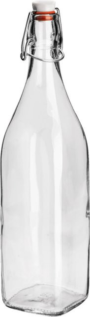 Bormioli Rocco Swing Bügelverschlussflasche aus Glas, transparent, 6er Pack, Volumen: 1,1 l, B/T/H: 7,5 x 7,5 x 32 cm - Bild 1