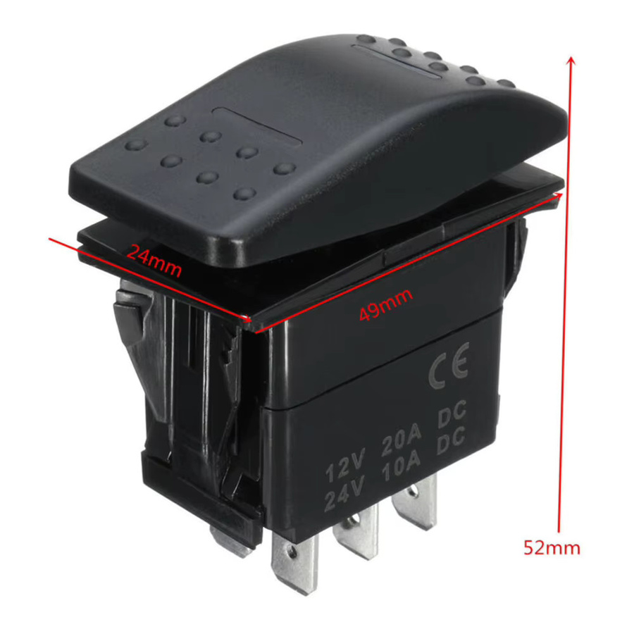 NIGHTKIST Universal 7-Pin DPDT Wippschalter mit 2 LEDs für Auto, LKW und Marine, 12V/24V, Schwarz - Bild 2