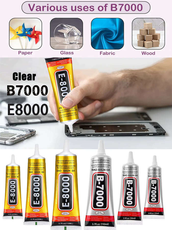 B7000 E8000 Sekundenkleber transparent für Mobiltelefon-Reparaturen, Schmuck, Spielzeug und Modelle zur Verwendung auf Metall, Kunststoff und Glas - Bild 6