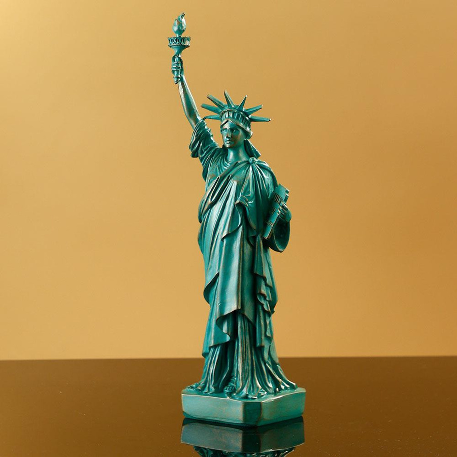 Yiran Furniture Freiheitsstatue Modell Ornament aus Harz für Wohnzimmer und Büro in Grün, Gold und Weiß - Bild 2