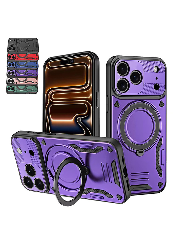 Stoßfeste CYYWN Schutzhülle für iPhone 12 bis iPhone 17 Pro Max mit Ringhalterung und Magnethalterung in Multicolor und Purple - Bild 5