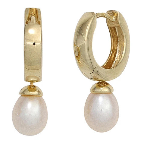 Colfem Creolen 333 Gelbgold, Perle, Unisex - Bild 1