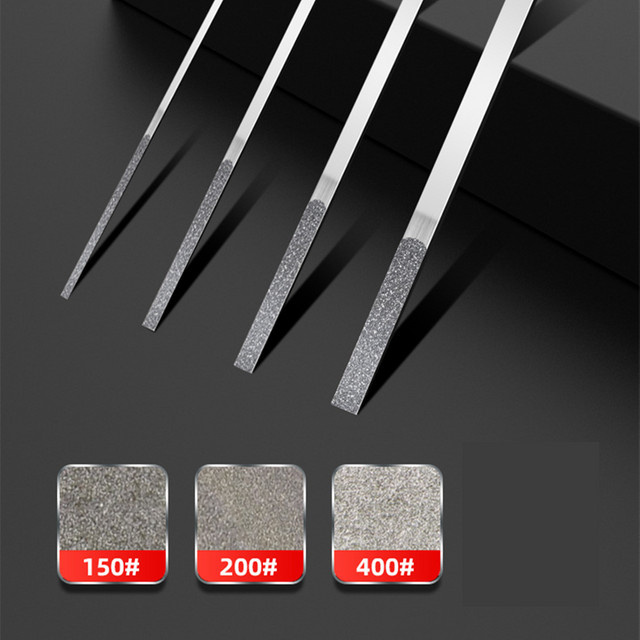 GHTYONG Diamant-Polierfeilen-Set CF-400, 12-teilig, ultradünne flache Feilen für Metall und Keramik, Körnung 150 # 200 # 400 # - Bild 1