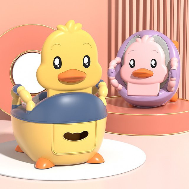 momo&dudu Baby-Toilettentrainer mit Hocker und rutschfester Oberfläche für Jungen und Mädchen in Pink oder Gelb - Bild 1