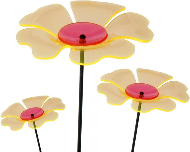 Sunny Garden Deko-Gartenstecker Lichtspiel Mohnblume im 3er-Set, Multicolor - Bild 1