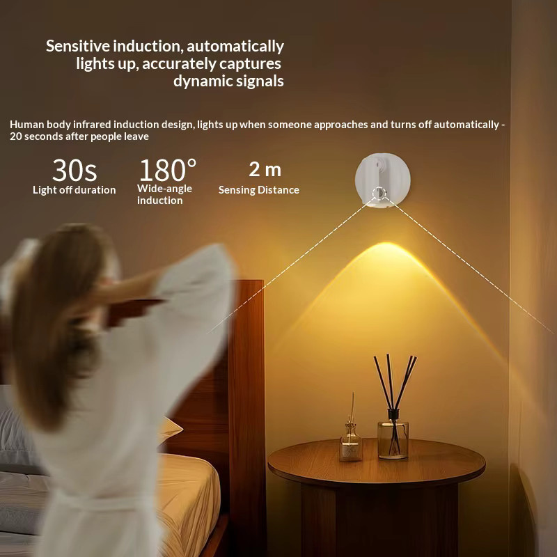 Szaoju LED Wandleuchte mit Bewegungssensor und Touch-Schalter, magnetisch, dimmbar, USB aufladbar, Schwarz - Bild 3
