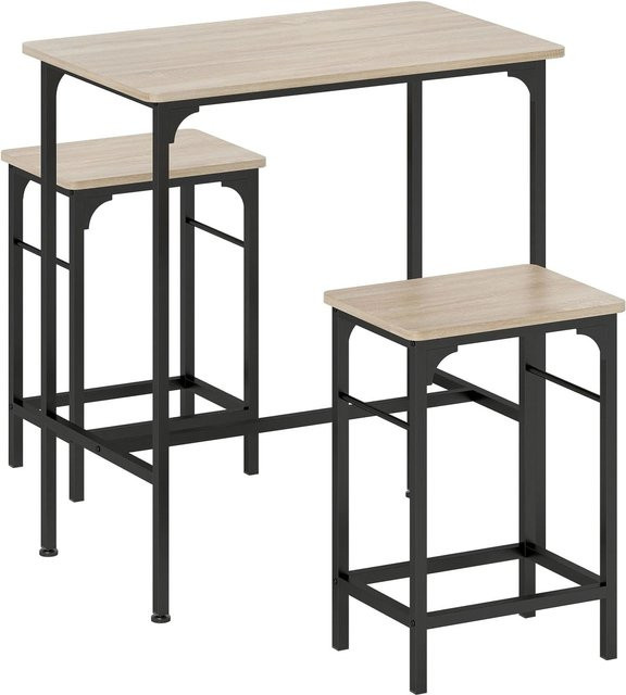 HOMCOM Bartisch Set mit Barhockern im Industrie-Design aus Spanplatte und Stahl, Farbe: Braun/Schwarz/Mehrfarbig, B/T/H: 120 x 60 x 105 cm - Bild 1