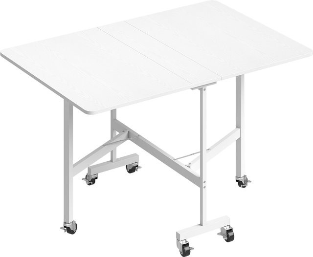 HOMCOM Klapptisch auf Rollen in Weiß, rechteckiger Küchentisch im Industriestil mit 2 Klappen für 4-6 Personen - Bild 1
