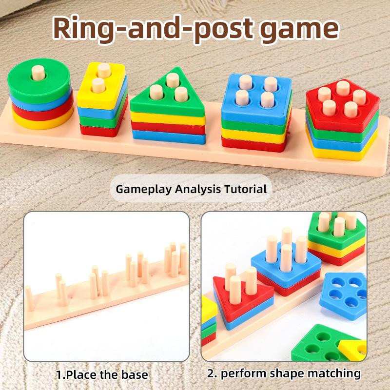 Montessori Holz Lernspielzeug, Form Farb Sortierer Bausteine Puzzles, ab 3 Jahre - Bild 2