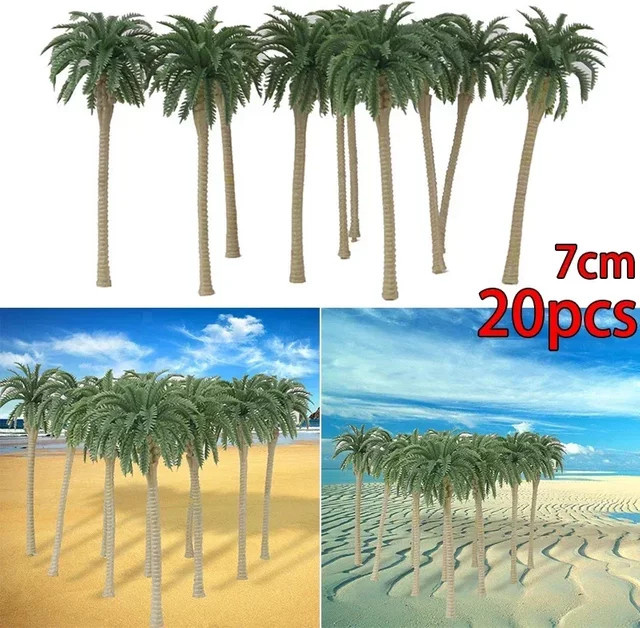 20 Stück Mini-Modellbäume Kokospalme, Maßstab 1:150, Zubehör - Bild 1