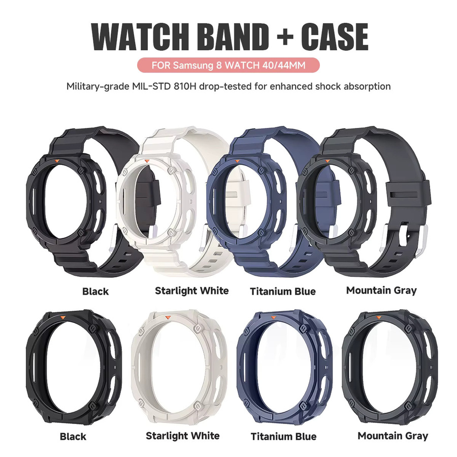 OAKCHARM Hülle und Armband für Samsung Galaxy Watch 8, Silikon, Schwarz - Bild 5