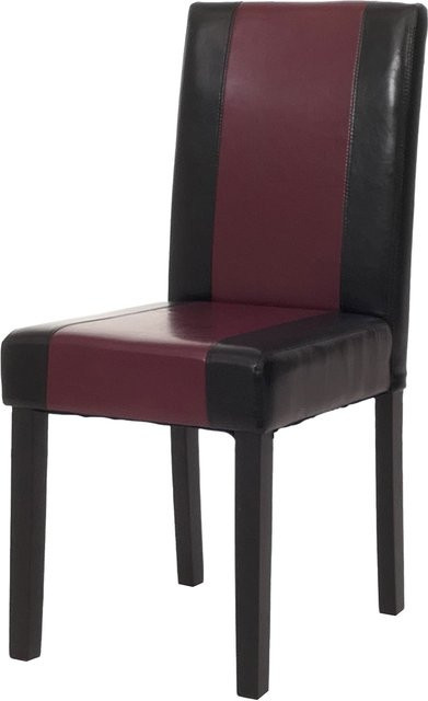 MCW Esszimmerstuhl Littau aus Kunstleder in Schwarz/Rot mit dunklen Beinen - Bild 1