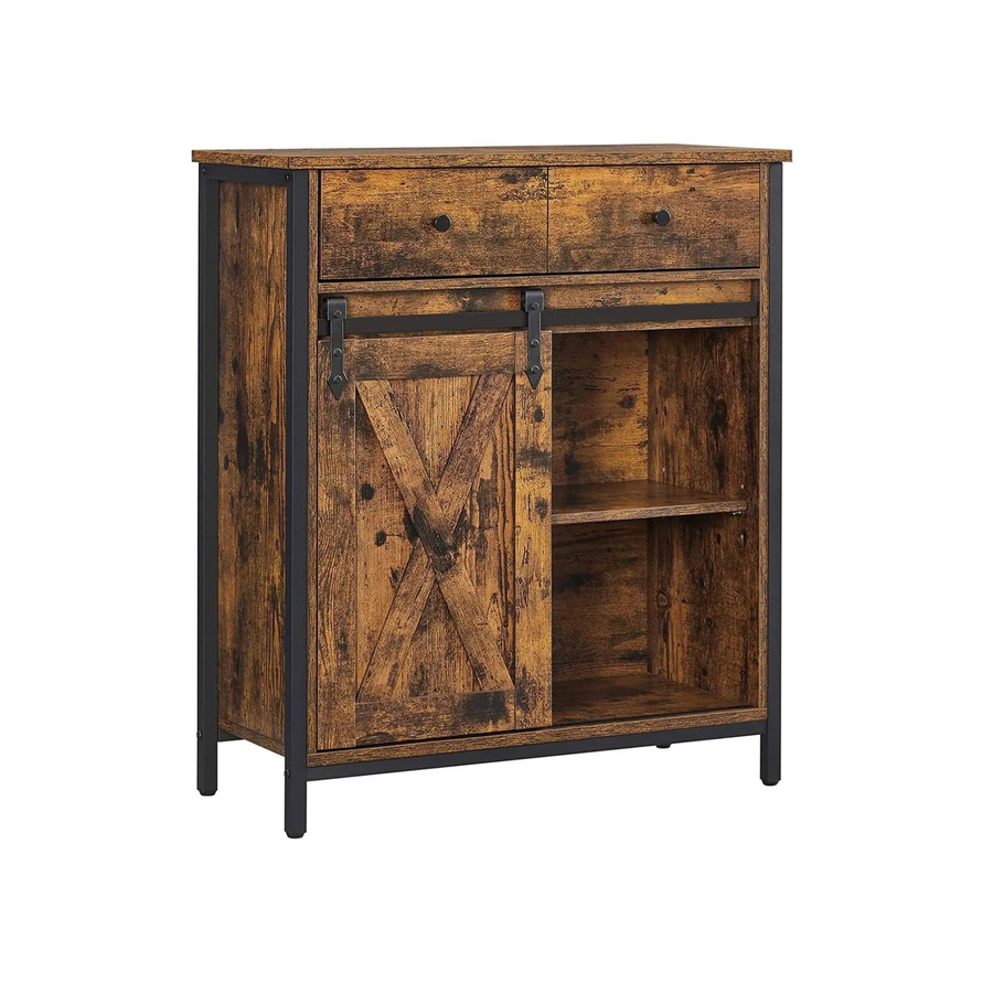Vasagle Sideboard Kommode mit Schiebetür und Schublade in Braun-Schwarz, B/T/H: 70 x 30 x 80 cm - Bild 2