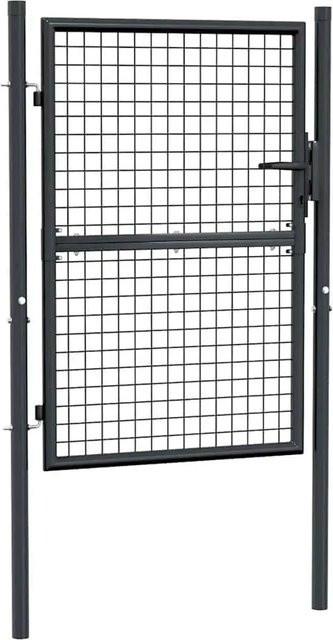 vidaXL Gitter-Gartentor aus verzinktem Stahl in Grau und Anthrazit, Breite: 100 cm, Höhe: 125 cm - Bild 1