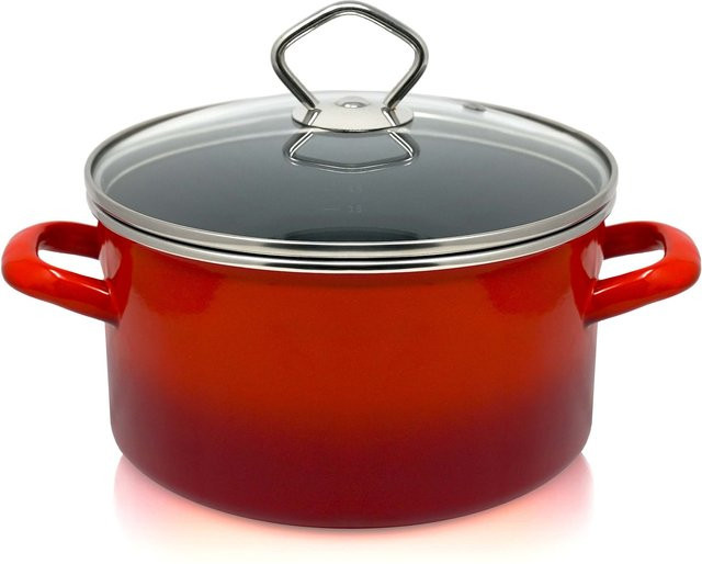 Karl Krüger Emaille Fleischtopf Rom mit Chromrand, Durchmesser: 24 cm, Inhalt: 5,0 l - Bild 1