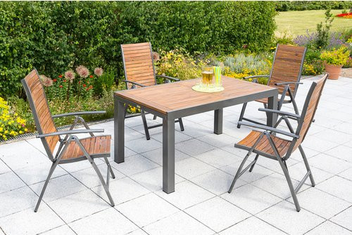 Gartenmöbelset Santorin von MERXX mit 4 Sitzplätzen aus Aluminium und Akazienholz in Grau - Bild 1