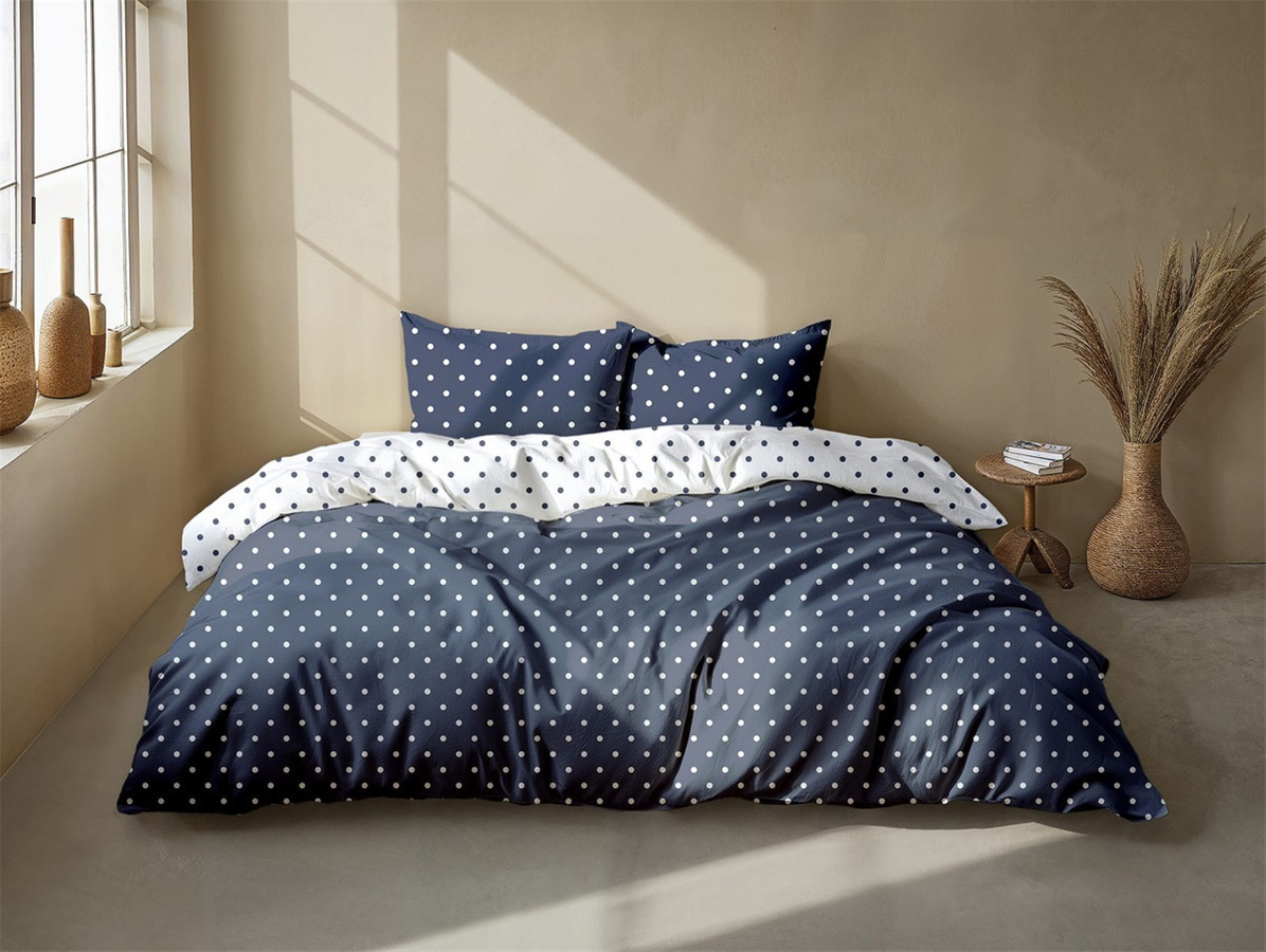 Zo! Home Cotton Bettwäsche Maritim Blue mit Punkten in Blau, B/H: 135 x 200 cm und 80 x 80 cm - Bild 1