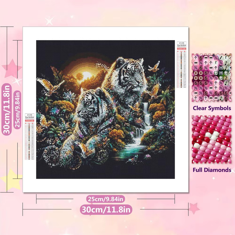 EverShine Diamantmalerei Tiger 5D-DIY-Mosaik Set mit runden Steinen in Multicolour für Tischdekoration - Bild 2