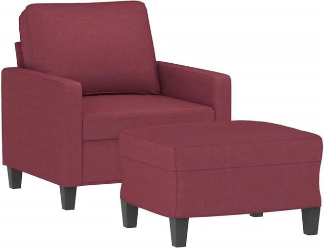 vidaXL Sessel mit Hocker in Weinrot, moderner Relax-Sessel mit Stoffbezug und Metallgestell - Bild 1