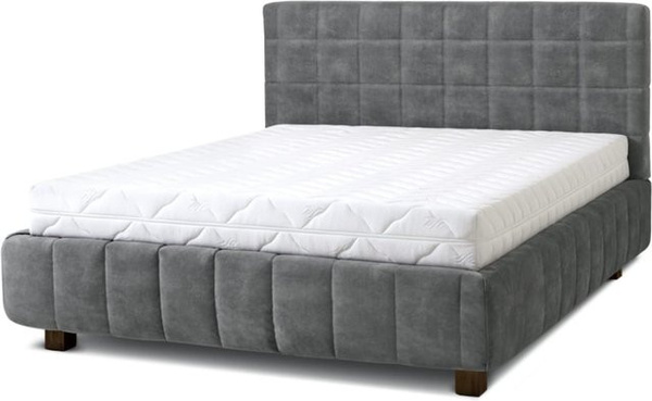 Polsterbett Quadro von Letti Moderni in Plüsch, Farbe Cement Green Gray, Breite: 180 cm, Länge: 200 cm