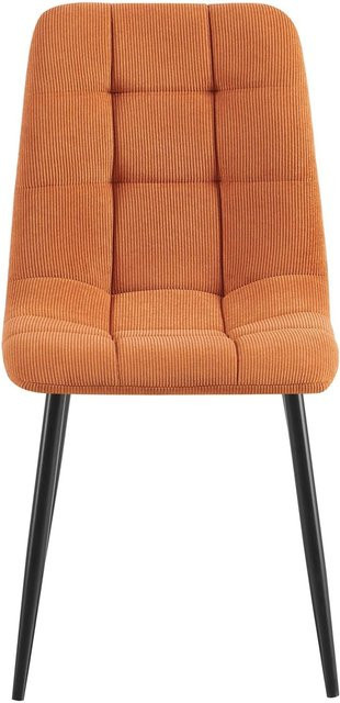 2er Set DELUKE FANOR Esszimmerstühle Cord in Orange, moderne Küchenstühle und Wohnzimmerstühle mit Metallgestell, B/T/H: 45 x 55 x 84 cm - Bild 1