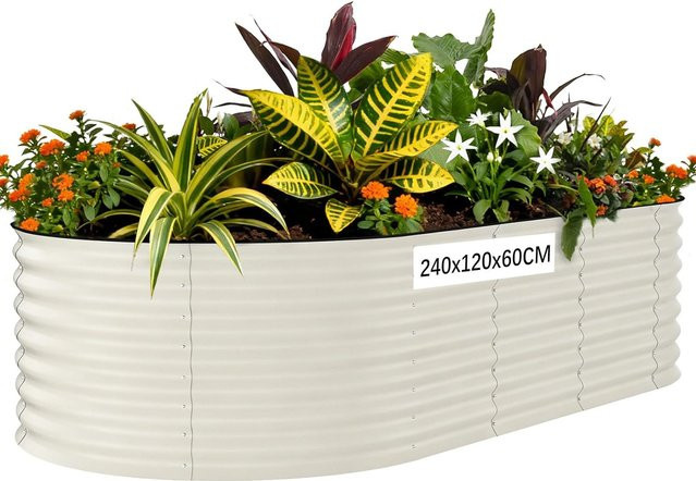 Ovales Hochbeet aus Metall für Gemüse, Kräuter und Blumen, B/T/H: 240 x 120 x 60 cm - Bild 1