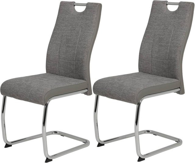 Hela Schwingstuhl 2er Set Grau mit Steppmuster und verchromtem Gestell B/T/H: 43 x 59 x 98 cm - Bild 1