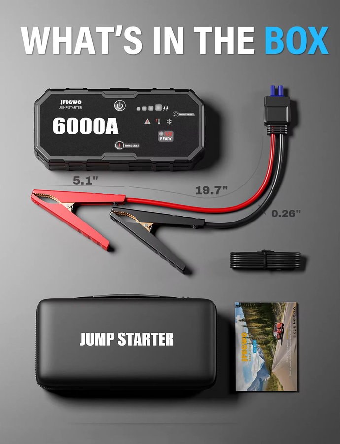 AdoreTrip Auto Starthilfe Powerbank 6000A 12V Batterie Booster für PKW und SUV in Schwarz - Bild 6