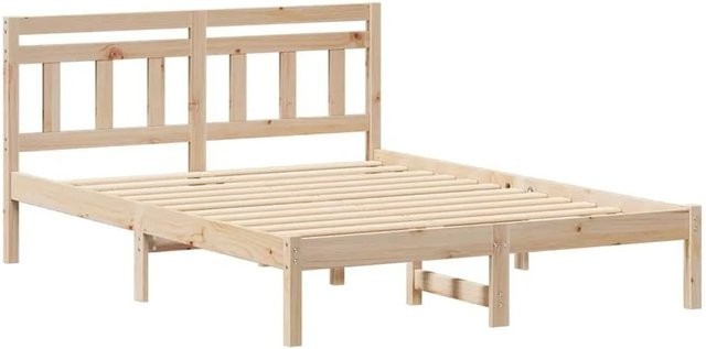 vidaXL Bettrahmen aus massivem Kiefernholz in Braun, B/T/H: 140,5 x 195,5 x 80,5 cm - Bild 1