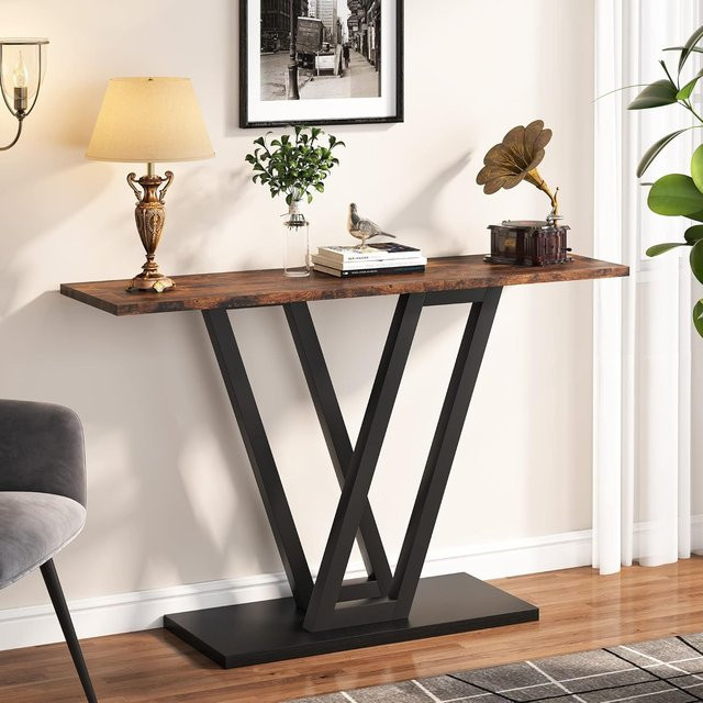 LITTLE TREE Konsolentisch im industriellen Design, schmaler Flurtisch und Sofatisch in Rustic Brown - Bild 1