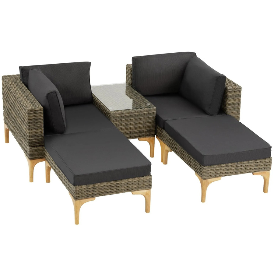 tectake Bellaria Aluminium Rattan Lounge in L-Form mit Polstern, wetterfest und UV-beständig, Farbe Natur, B/T/H: 169,50 x 204 x 74 cm - Bild 3