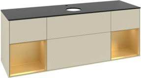 V&B Waschtischunterschrank Finion in Platinbraun mit Gold- und Silberlackierung, Breite: 160 cm, Tiefe: 50,1 cm - Bild 1