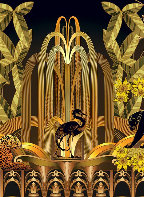 Coordonné Wandtattoo Rue Babylone Grafik Design in Schwarz/Gold selbstklebend - Bild 1
