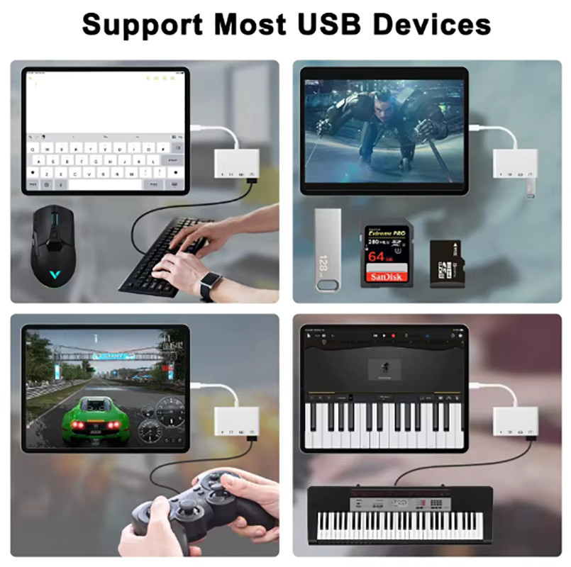 4-in-1 USB-OTG Kartenleser für SD und TF Karten mit USB-C Anschluss in Weiß - Bild 2