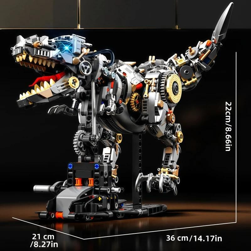 FUNXINEE Mechanischer T-Rex Schädel, Bausteine, mit Licht, ab 3 Jahren - Bild 3