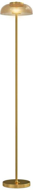 HOMCOM Stehleuchte modern in Gold/Messing aus Metall und Glas mit transparentem Schirm, B/T/H: 25 x 25 x 134 cm - Bild 1