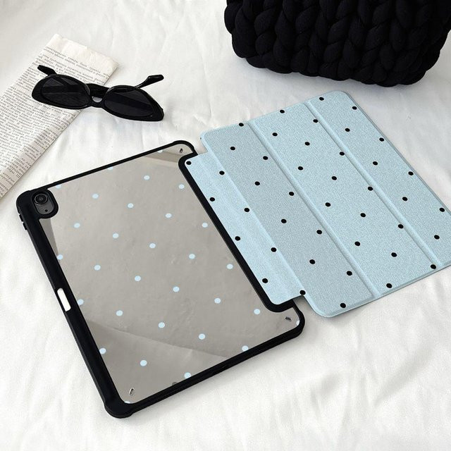 Schwarze Polka Dots Schutzhülle für Apple iPad Pro, iPad Air und iPad Mini in Schwarz und Blau - Bild 1