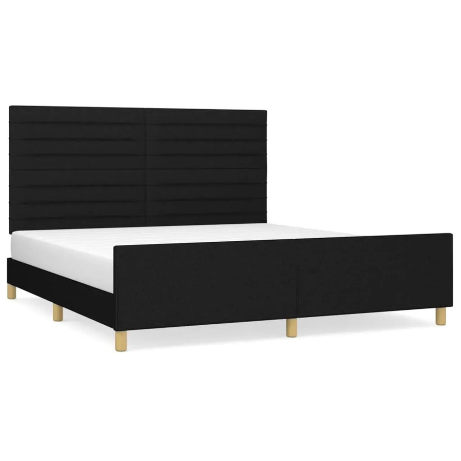 vidaXL Bettgestell mit Kopfteil in Schwarz aus Stoff und Holz, B/T/H: 180 x 200 x 186 cm - Bild 2