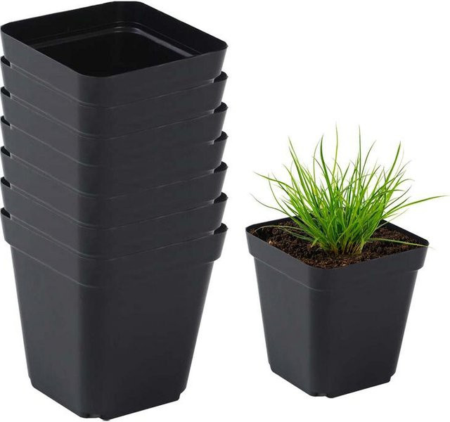50 Stück quadratische Starter-Töpfe aus Kunststoff in Schwarz für Pflanzen und Sämlinge, B/T/H: 7 x 7 x 7 cm - Bild 1